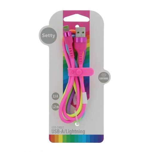 Setty USB-lightning kabel rainbow