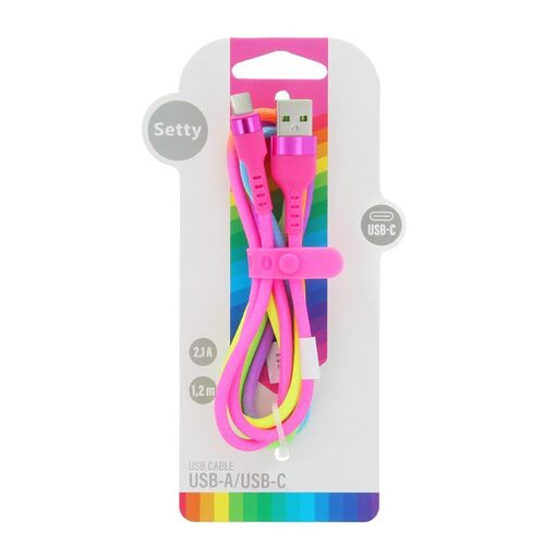 Setty USB-USB-C kabel rainbow